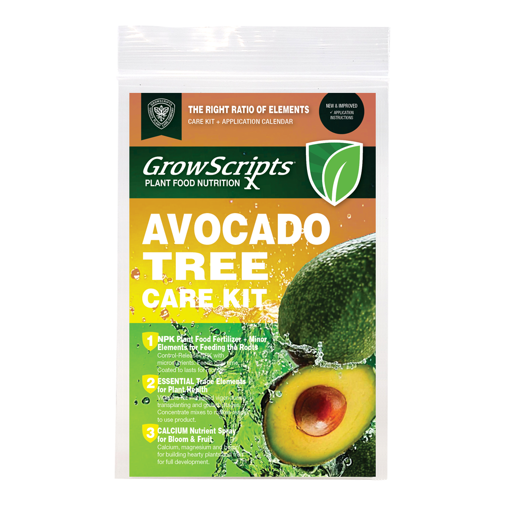 GrowScripts Avocado Tree Care Kit packaging on a white background