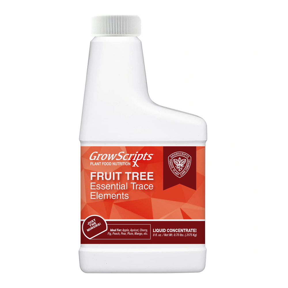 GrowScripts fruit tree essential trace elements bottle on a white background