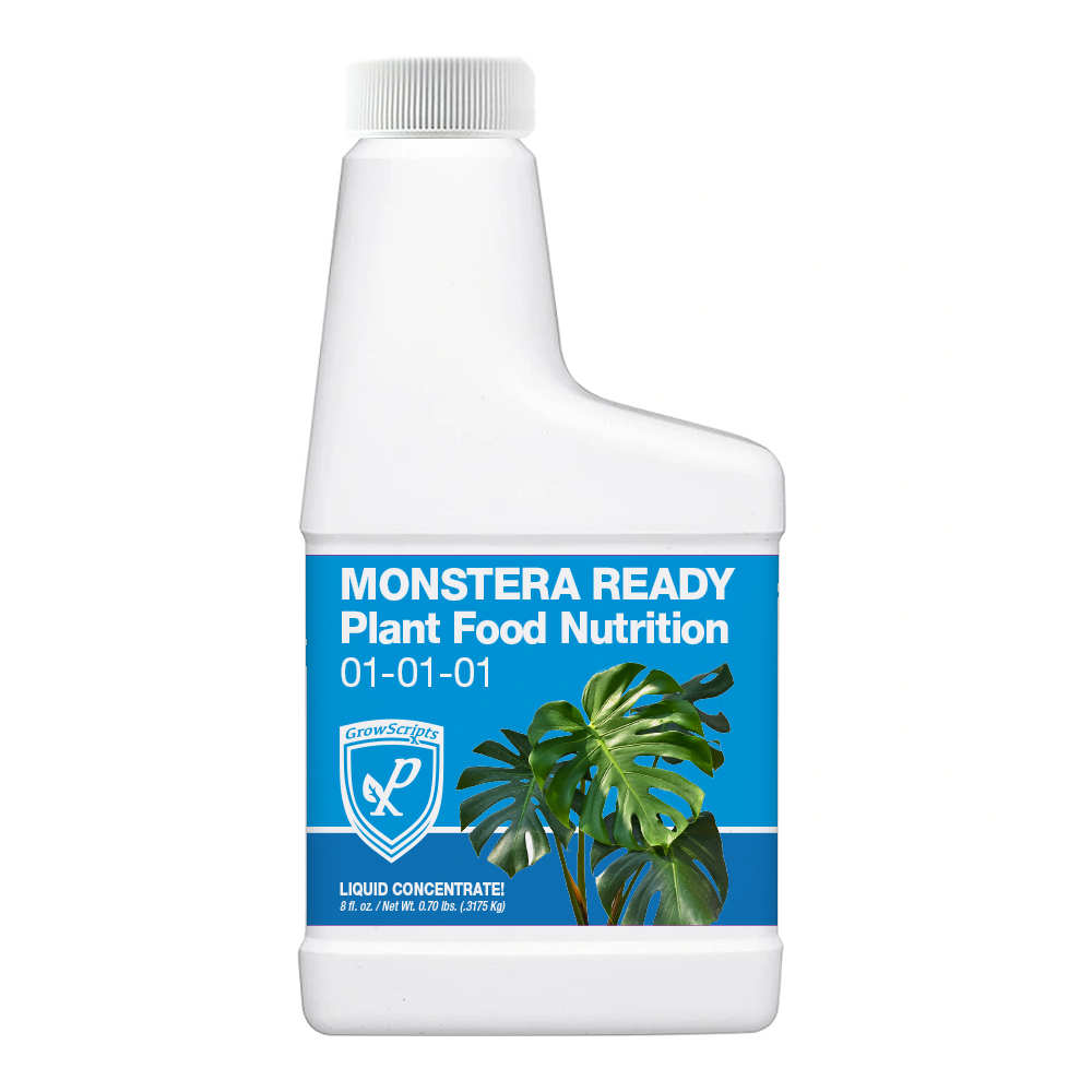 Bottle of Monstera Ready Plant Food Nutrition on a white background
