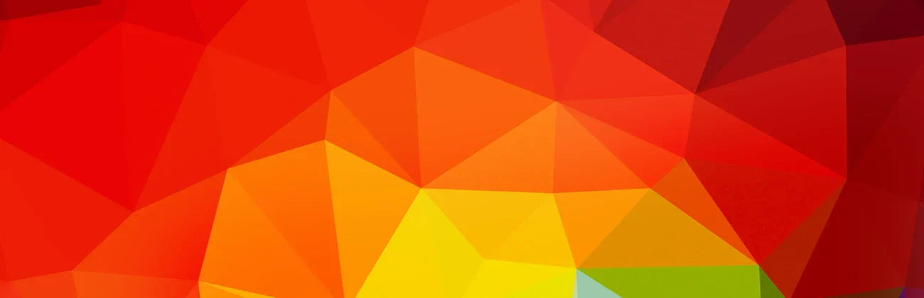 Geometric abstract design with red, orange, and yellow colors.
