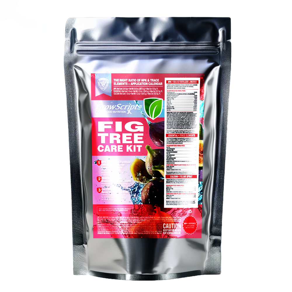 Fig tree care kit packaging with a white background