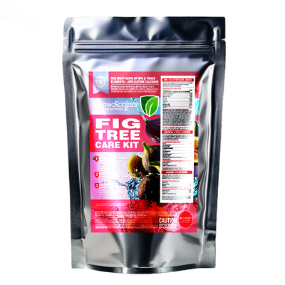 Fig tree care kit packaging with a white background