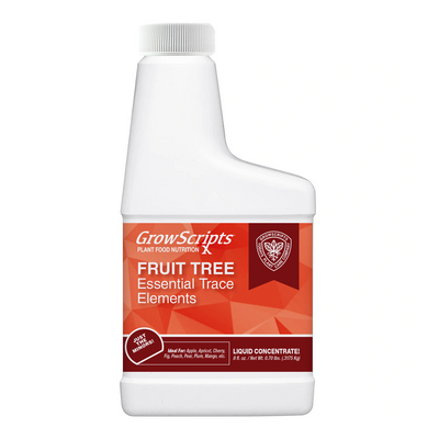 GrowScripts fruit tree essential trace elements bottle on a white background