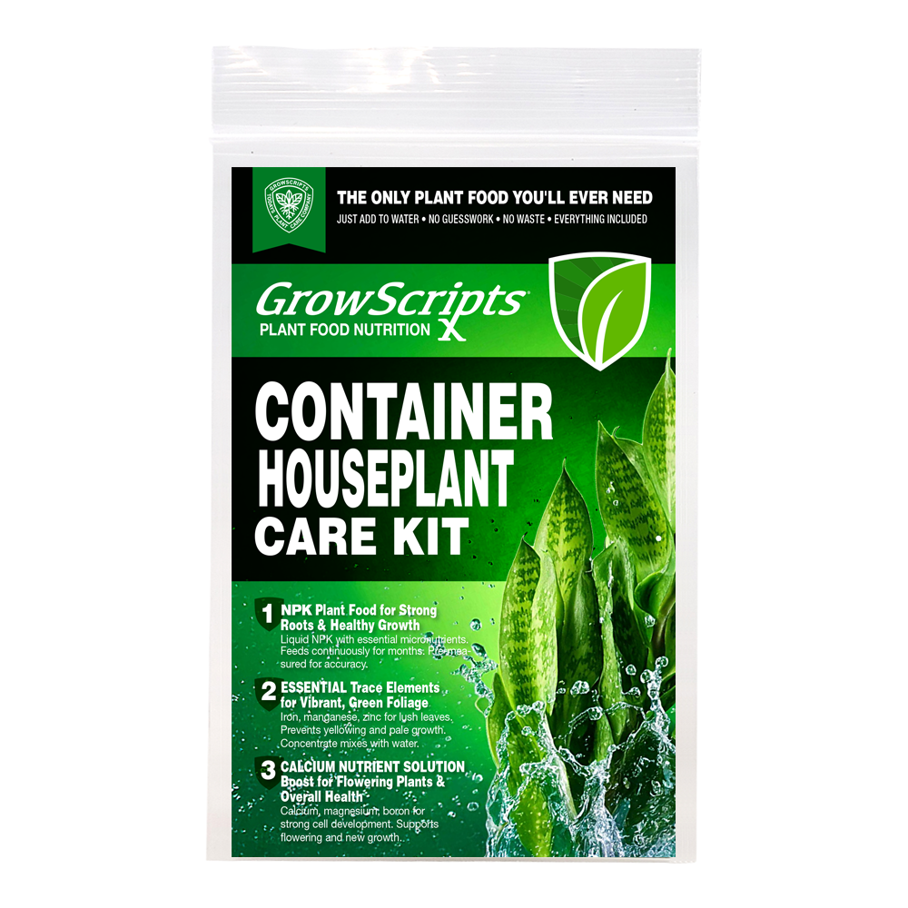 GrowScripts Container Houseplant Care Kit packaging on a white background
