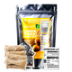 GrowScripts Everbearing Lemon Tree Care Kit shown with a large black resealable pouch, three small bags of seeds, and an Everbearing Lemon Plant Care Label on a white background.